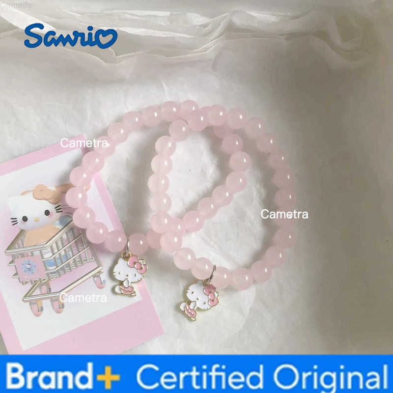 Sanrio Anime Sweet Hello Kitty Bracelet Handmade Cute Cartoon Figure KT Cat Pendant Accessories Pendant Bead String Hand Rope H251229