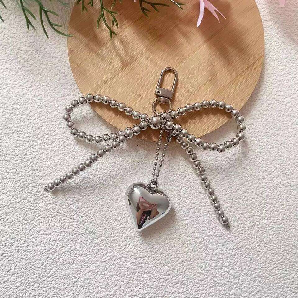 ZAKOL Delicate Beaded Key Chain White Pearl Bow Keychain Decoration For Bags Phones Korean Fashion Accessories