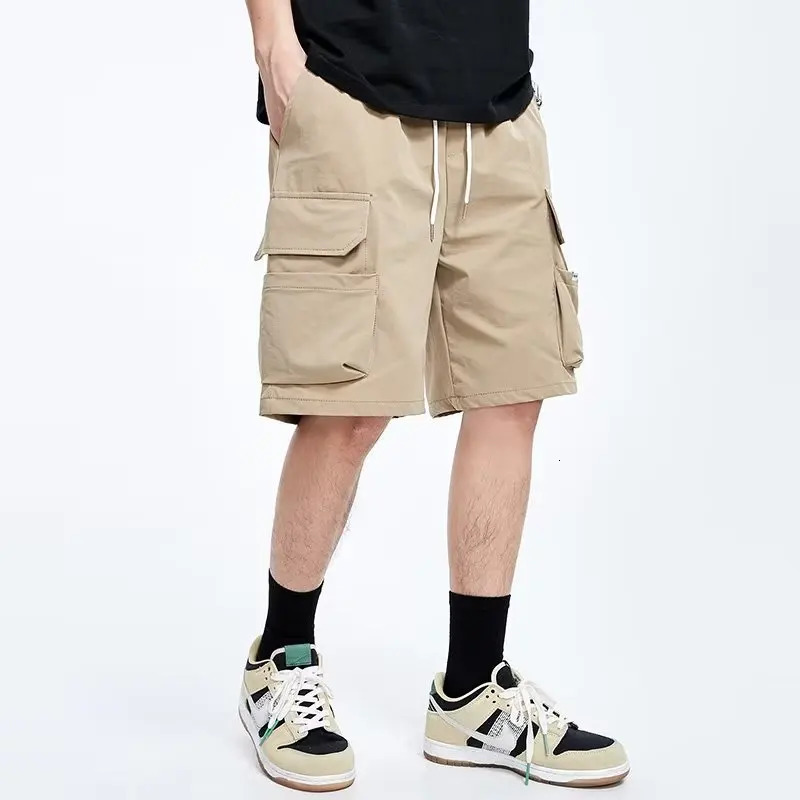 Overalls short mens summer style baggy straight cropped pants 251223