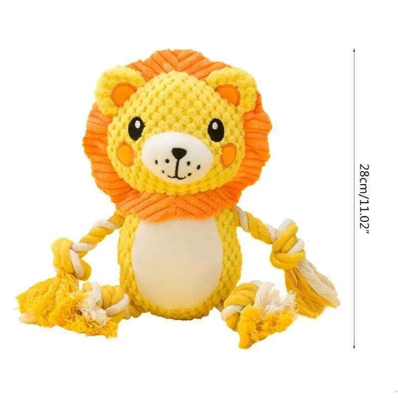 J2HA Interactive Stuffed Dog Chew Small & Large Plush Squeak for Dogs Teeth Cleaning Lion/Monkey