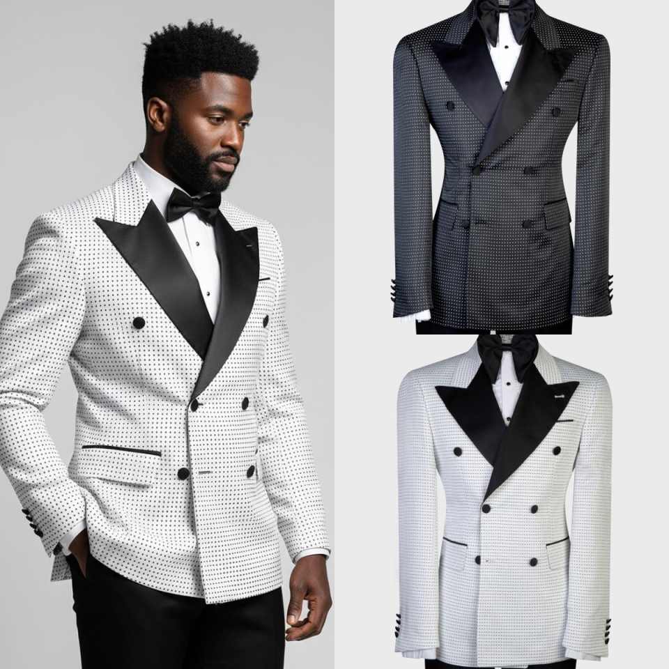 Fashion Men's Suit 2 Pieces Blazer Pant Double Breasted Peaked Lapel Formal Business Special Occasion Customized