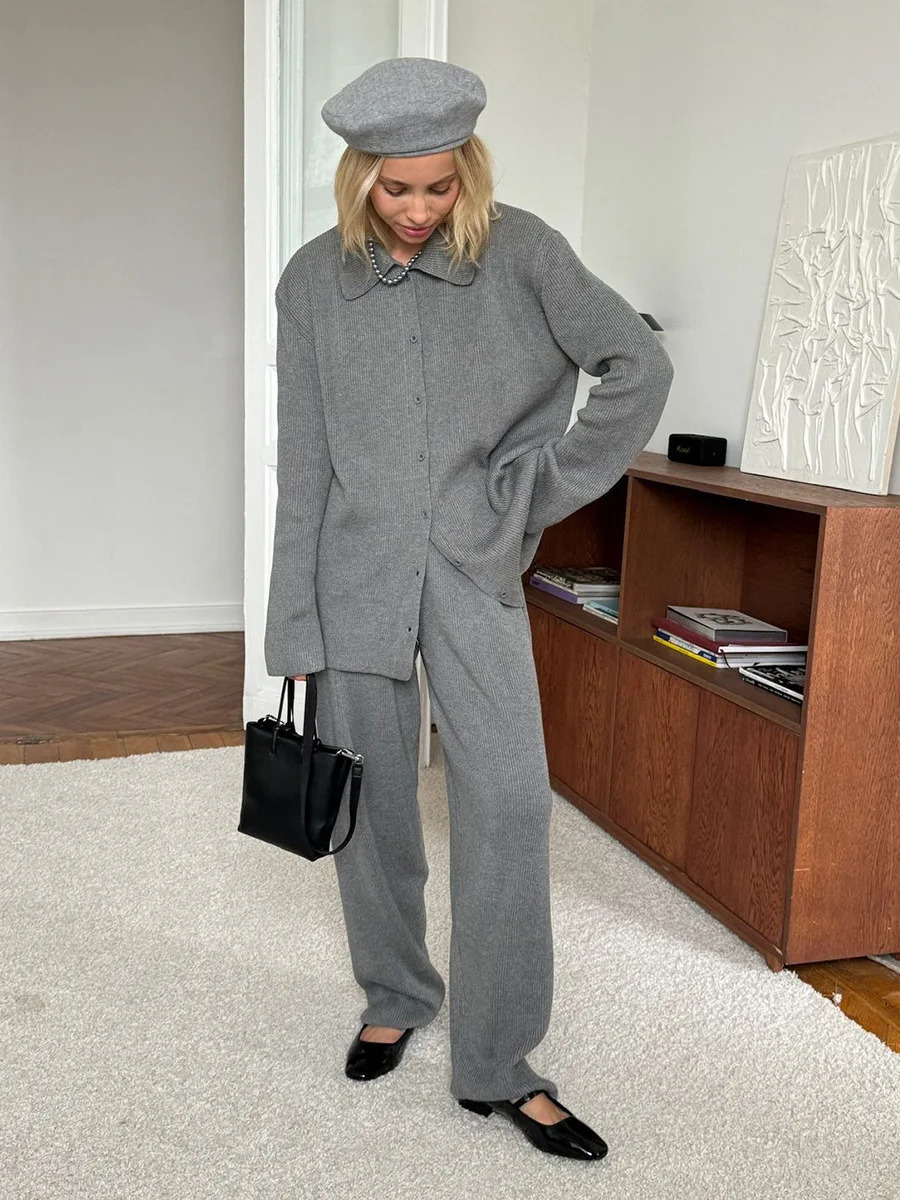 Bornladies Autumn Winter Knit Cardigan Pants Set Loose Two Piece Casual Sweater Suit Women Thick Warm Soft Knitted Outfit 251225