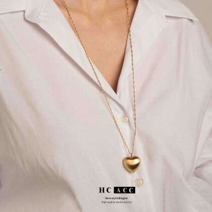 Cross-Border Simple Brushed Choker Collarbone Chain French Sweet Cool Niche Heart Necklace for Women