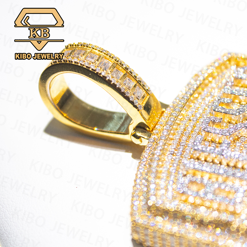 Custom Hip Hop Pendant 925 Sterling Silver Pendants VVS Moissanite Diamond Ice Out Enamel Letter Name Shield Pendant