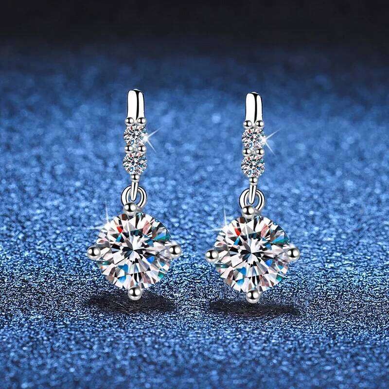 18K gold inlaid diamond D-color women's tassel PT950 platinum moissanite fashionable earrings 868
