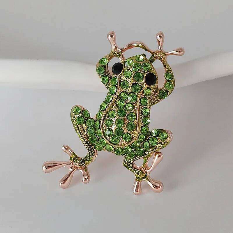 ZAKOL Luxury Green Crystal Frog Brooch Animal Brooches Pins For Women Dress Coat Accessories Jewelry Gift