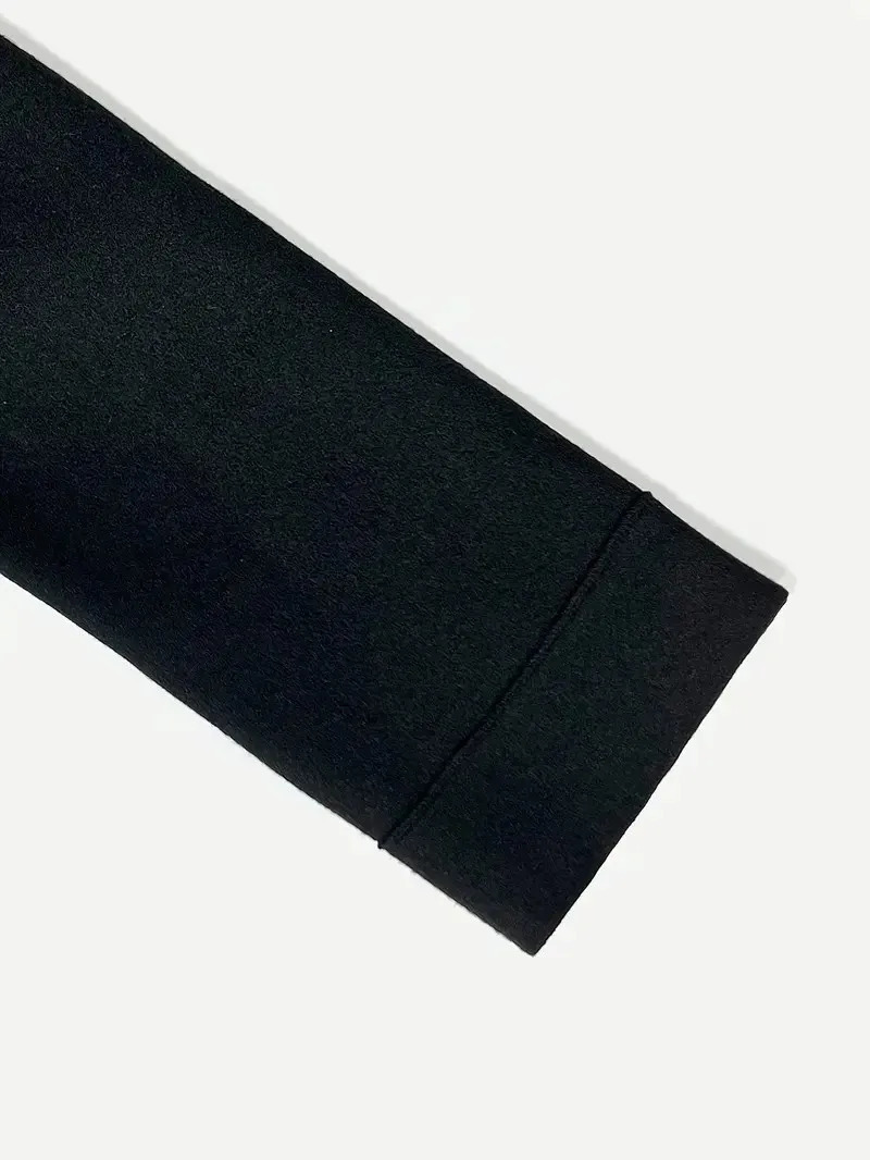 Fashionable womens black lapel jacket with metal button details pockets elegant and casual suitable for commuting office 251225