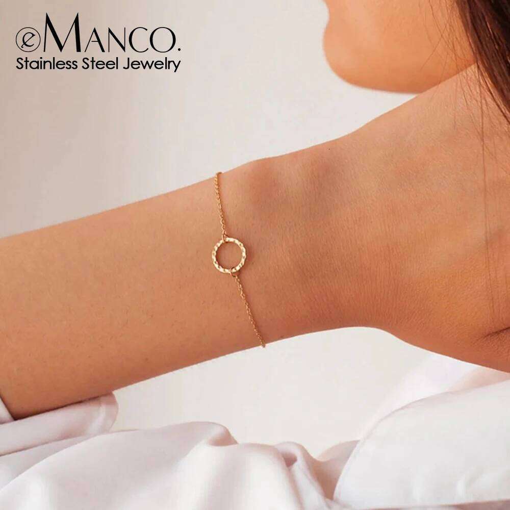 eManco Minimalist Chain Bracelets for Women Adjustable Length women Trendy Thin Stainless Steel Bracelet 25H1229