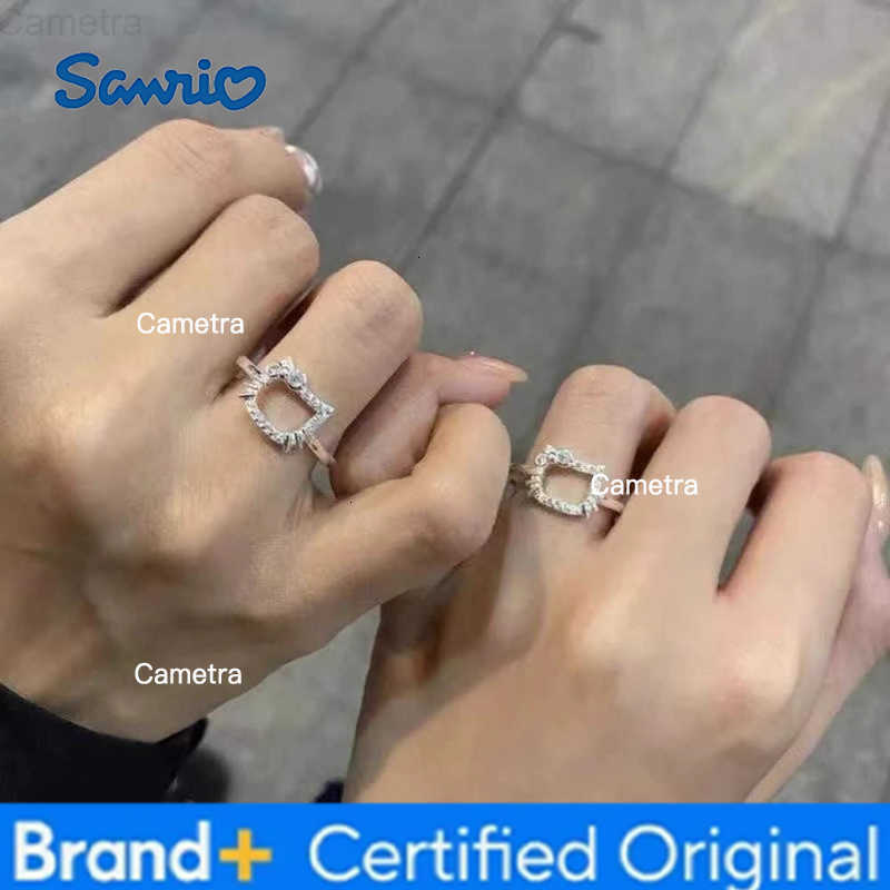 Sanrio Cartoon Hello Kitty Pendant Necklaces Fashion Bow Cute Metal Cat Ring Jewelry Accessories Birthday Pendant Gifts For Girls H251229