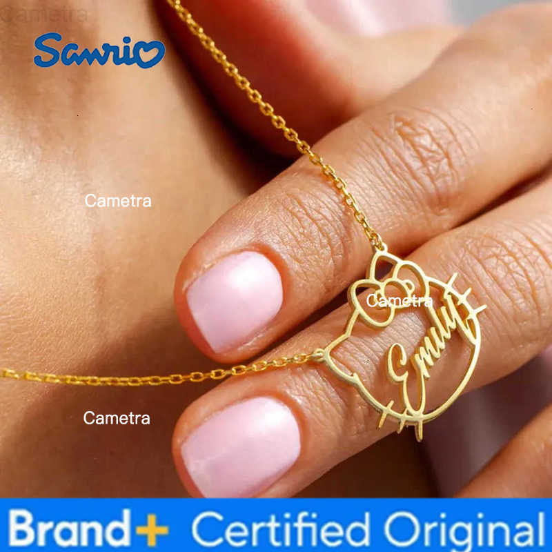 Sanrio Personalized Name Necklace Custom Cute cat Pendant Stainless Steel Necklace Pet Cat Lovers Jewelry Birthday Gift for Her H251229