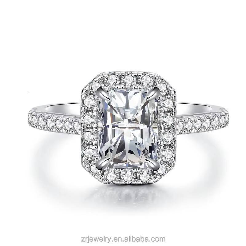 Luxury S925 Sterling Silver Womens Moissanite Ring Elegant 1CT 2CT VVS Grade Jewelry Accessory