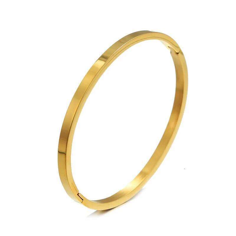 ZAKOL Minimalist Stainless Steel Pure Gold Plated Plain Pattern Bracelet for Women Simple Stackable Bracelets Jewelry Gift