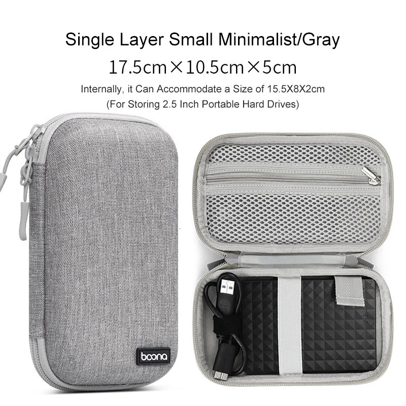 UTHAI Leather EVA Digital Storage Box Portable Hard Shell Digital Tool Storage Bag Headphone Charger Box Data Cable USB U75 251224