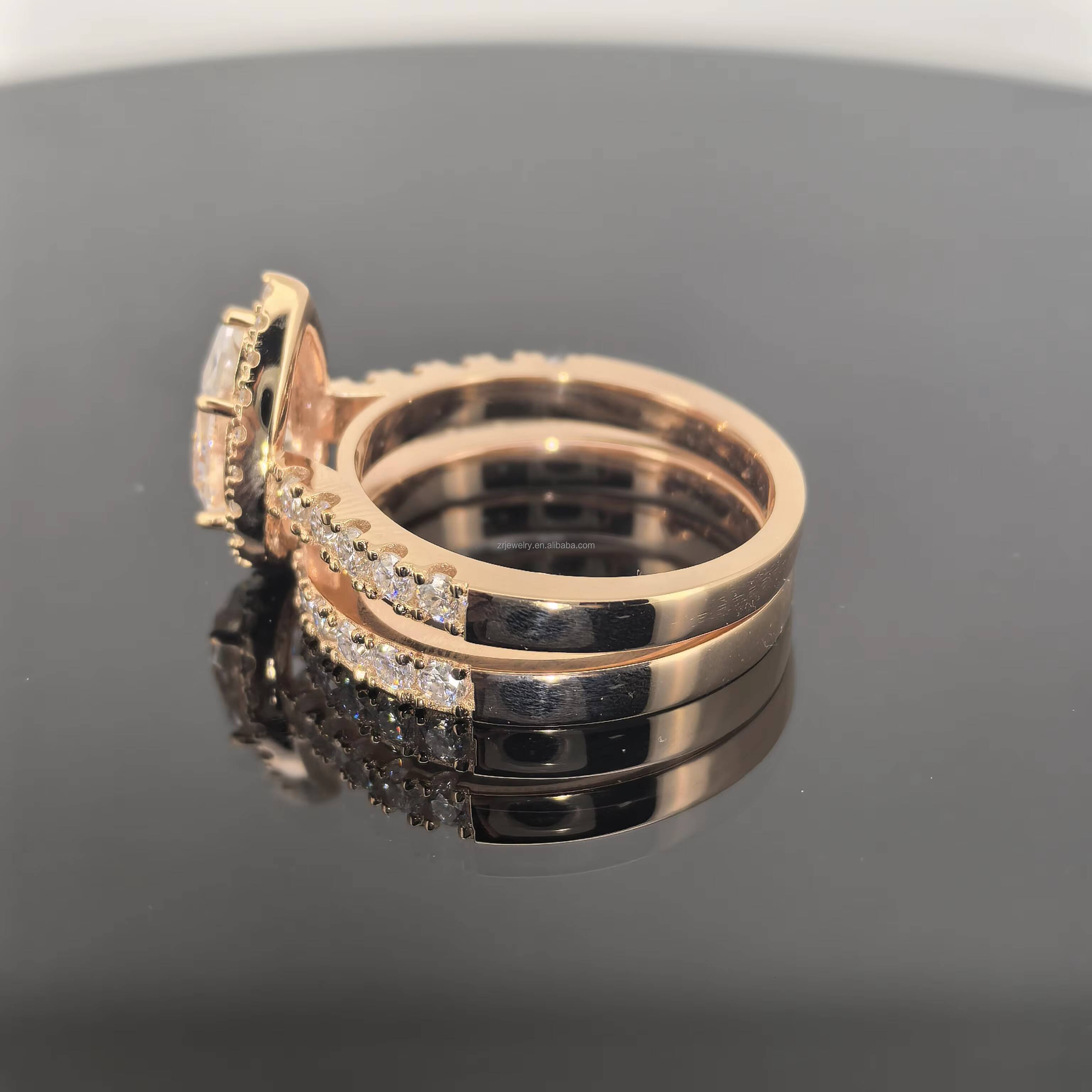 Wholesale 3ct Pear Moissanite Set Rings Design Jewelry 925 Sterling Silver Gra Certified VVS Women Wedding Moissanite Ring