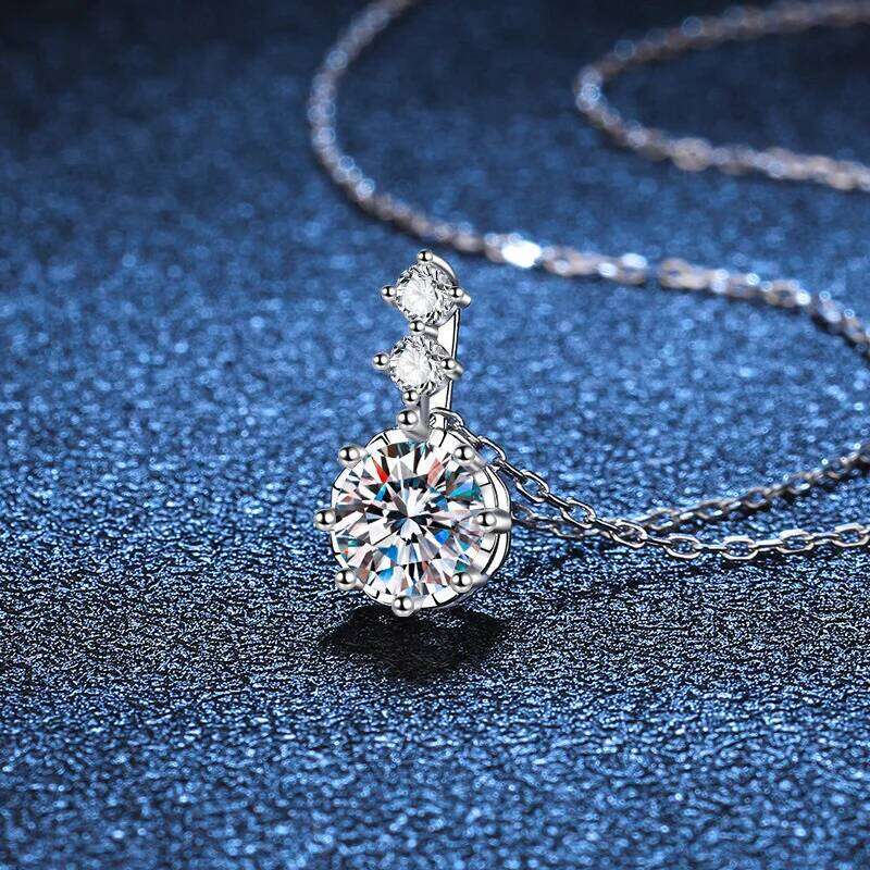 1ct 6.5mm D Color Moissanite Diamond Pendant Necklace 925 Sterling Sliver Neck Chain Necklaces with GRA Gift for Women e6f
