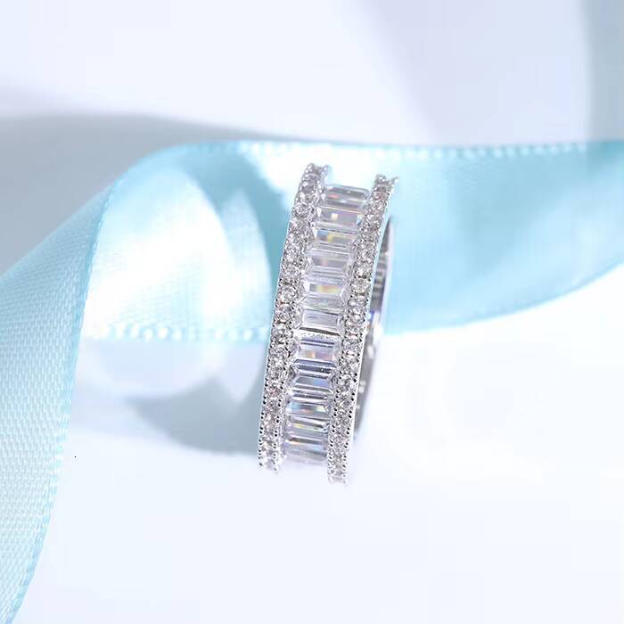 Fashion Moissanite Ring 925 Solid Silver with GRA Certificate Baguette Moissanite Engagement Ring Mens Hip Hop Ring