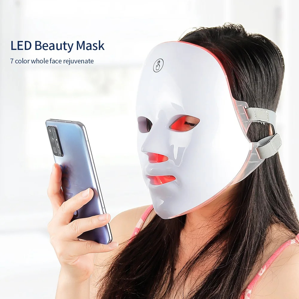 Wireless 7 Colors LED Face Beauty Machine Pon Facial Neck Skin Tighten Rejuvenation Facial Neck Mask 251222