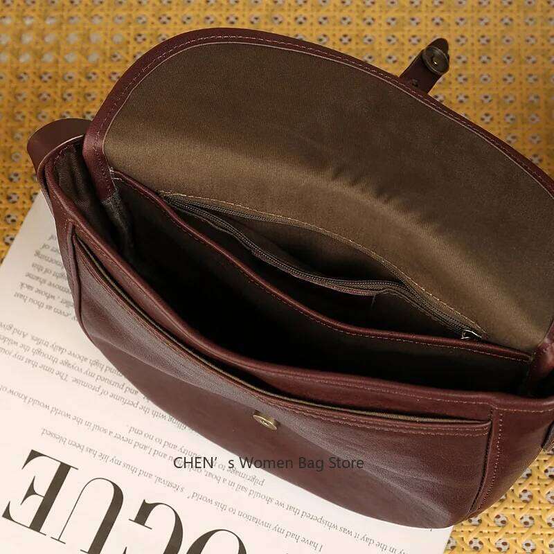 Spring New Fashionable Soft Leather Crossbody Women S Versatile Wide Strap Half Round Saddle Bag Shoulder LEMON KOKO