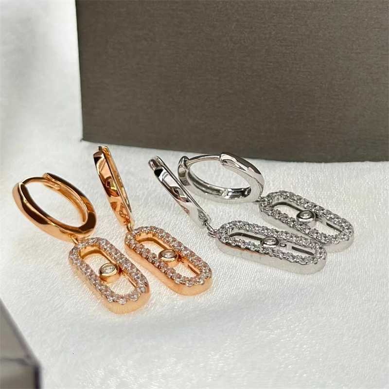 Hoop Earrings for Women Fashionable French Style earlobe S925 Plated Dainty Dangle Earring Fine Jewelry Movable Diamonds Gorgeous Atmosphere wholesale