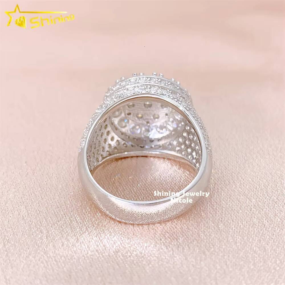 Fashion Style Iced Out Jewelry 925 Sterling Silver Hip Hop VVS Diamond Silver Engagement Moissanite Men Ring