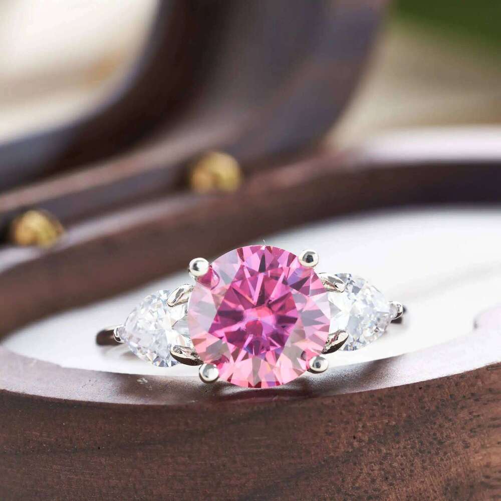 Luxury 9mm 3ct D Color Moissanite Rings Classic 4 Prong S925 Sterling Silver Fine Jewelry dating gift For Women Wedding Bands 84d