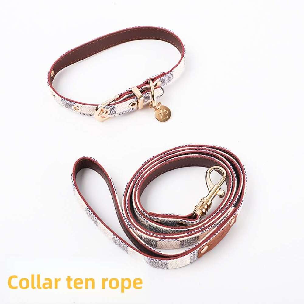 Vintage Plaid Lightweight Dog Self-Backpack Pet Chest Harness Leash Collar Set for Small and Medium Dogs