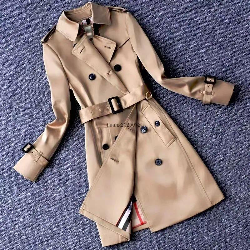 European Long trench coat 2025 jacket women's Spring coat casual slimming Spring and Autumn new classic long double-row slim Women's Jackets M--3XL