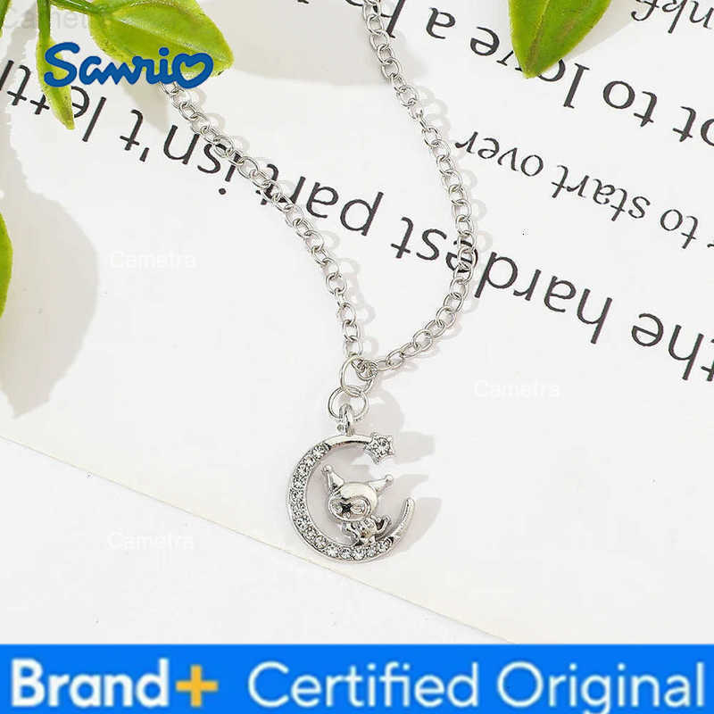 Sanrio Cute Kuromi Cartoon Necklace Sweet Girls Rhinestone Moon Neck Chain Girls Must Dress Up H251229