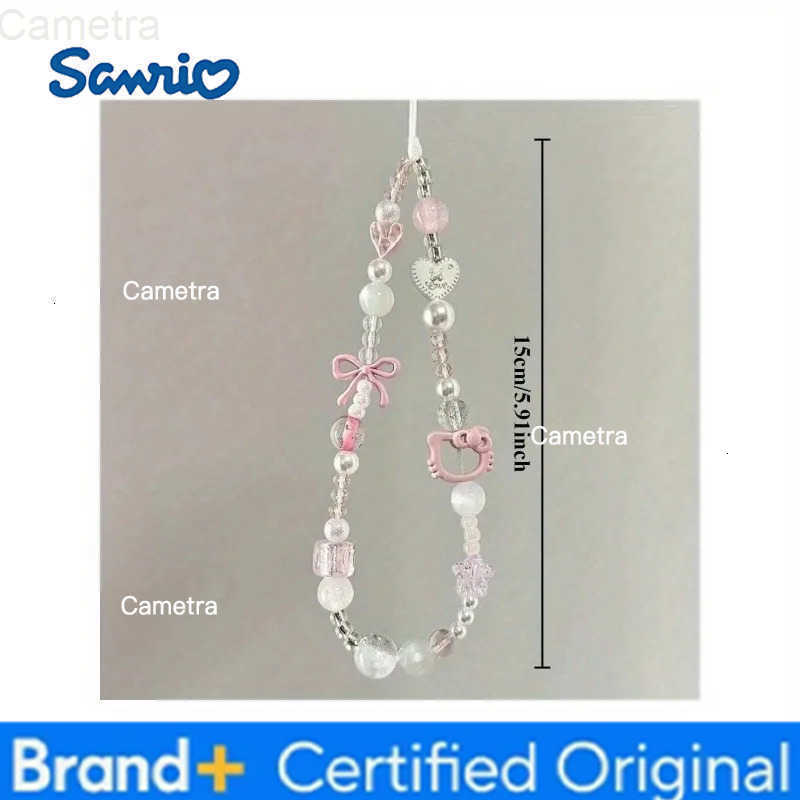 Sanrio Cute Hello Kitty Cat Pink Phone Chain Beaded Chain Keychain Jewelry Camera Hanging Rope Cartoon Kitty Phone Strap Gift H251229