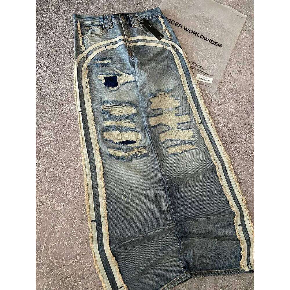 Y2K American New Pattern Embroidery Wash Baggy Jeans Men High Street Vintage Hip Hop Fashion Casual Joker Couple Wide-leg Pants