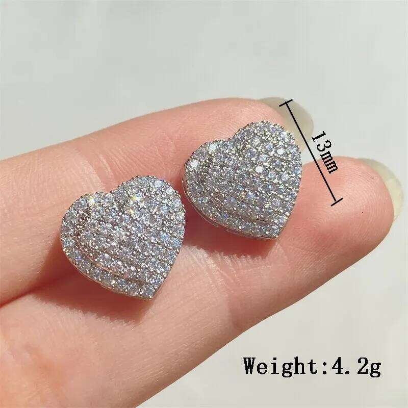 ZAKOL Loving Heart Zirconia Stud Earrings For Women Girls Silver Color Metal Crystal Ears Accessories Wedding Jewelry Gifts
