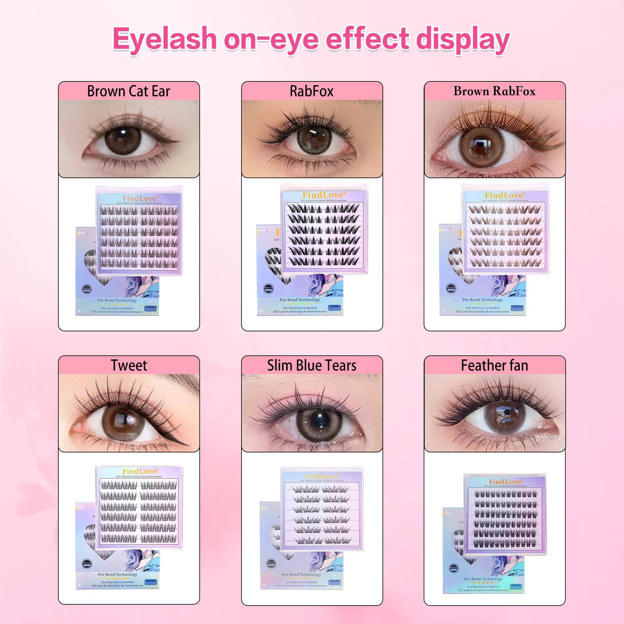 Wholesale New Series Glue Free Eyelashes Self Adhesive Lashes Long Standing Fluffy Natural Looking Style Press on Lashes