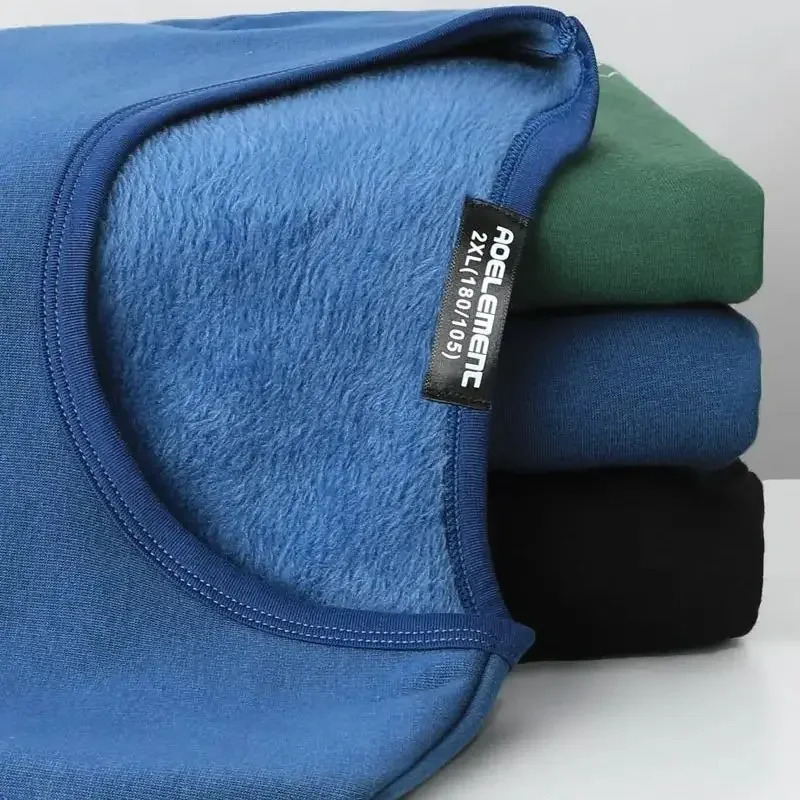 Autumn and winter mens thick fleece round neck tight youth cotton sweater autumn protective underwear single base sh 251225