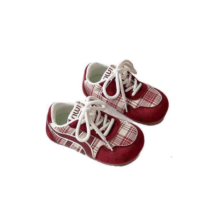 INS Retro German Training 2025 Spring and Autumn New Korean Style Girls' Plaid Forrest Gump Shoes Boys' Soft Sole Sneakers