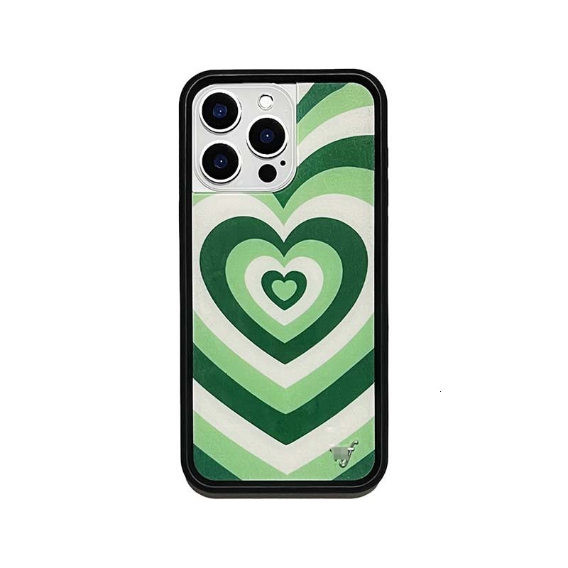 Trendy Brand Colorful Big Heart Striped Small Flower Case for Apple 16 Pro Max iPhone 14/15