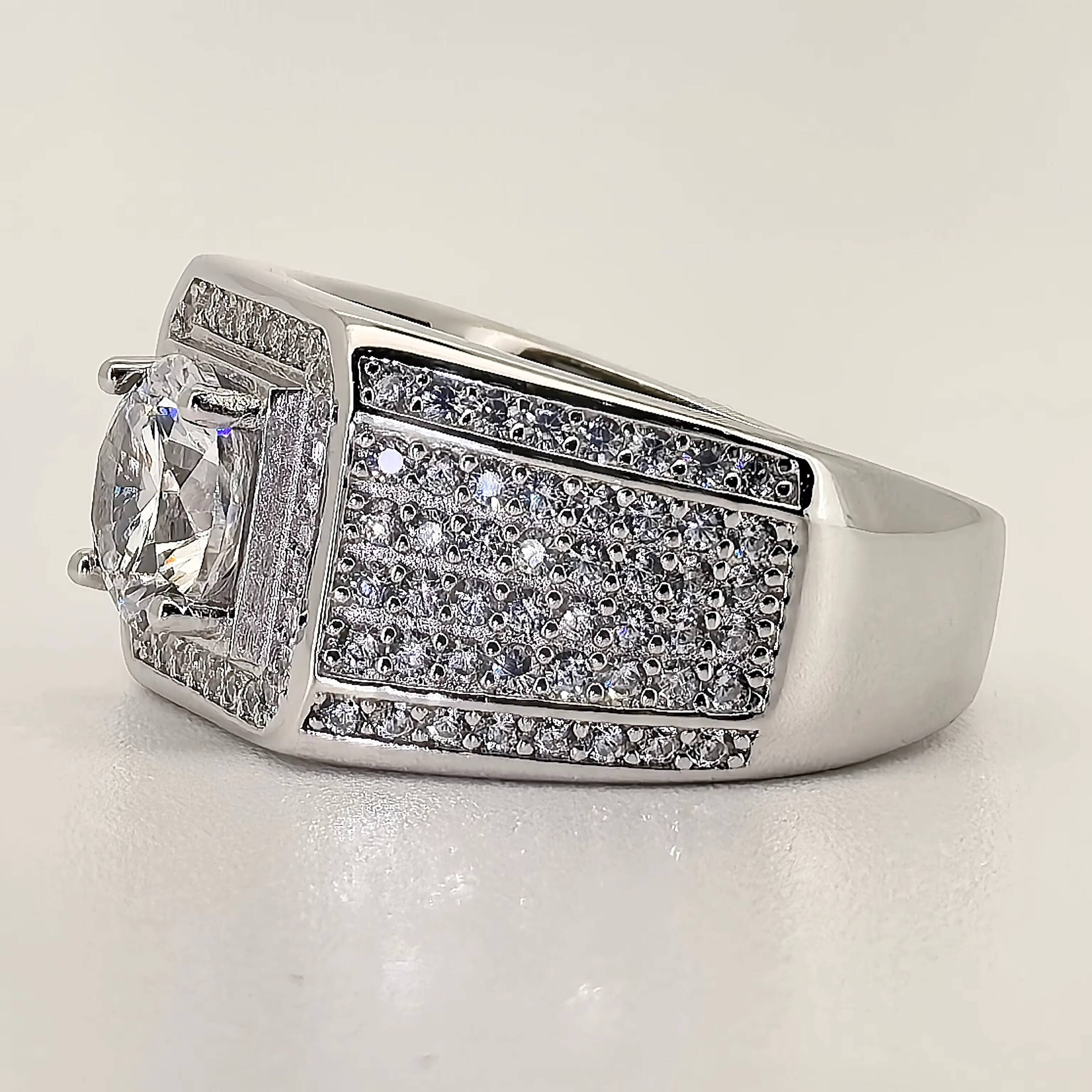 Punk 3ct VVS Moissanite Ring S925 Sterling Silver Moissanite Ring GRA Certified Men Moissanite Rings