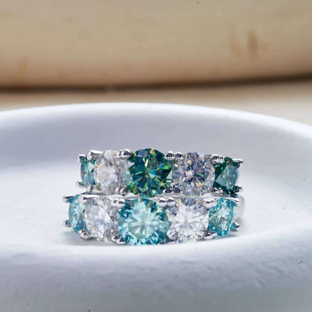 Luxury Total 3.6 Ct moissanite lab Diamonds Rings Round Brilliant for Women Bride Wedding Band Gift fine dating Jewelry gift 0fa