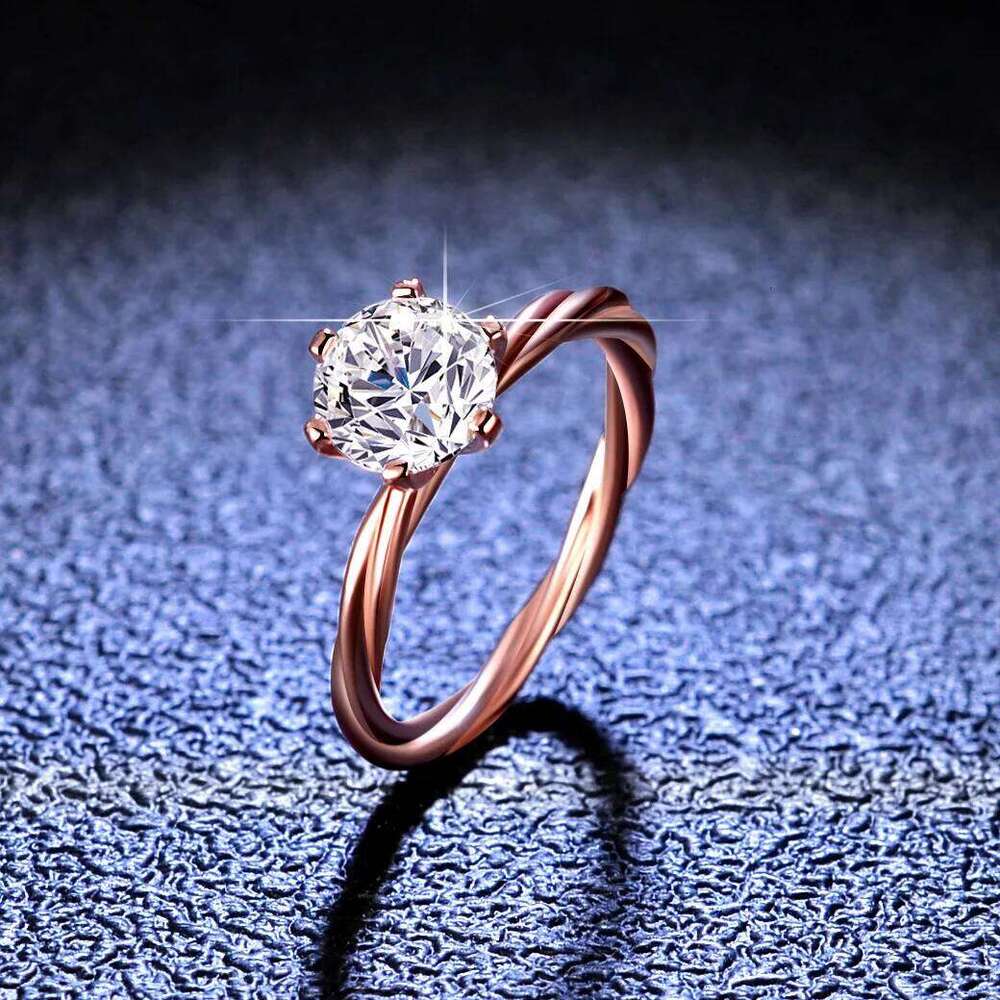 18K gold moissanite love twine rattan PT950 platinum women's one Ct ring holiday gift 67c