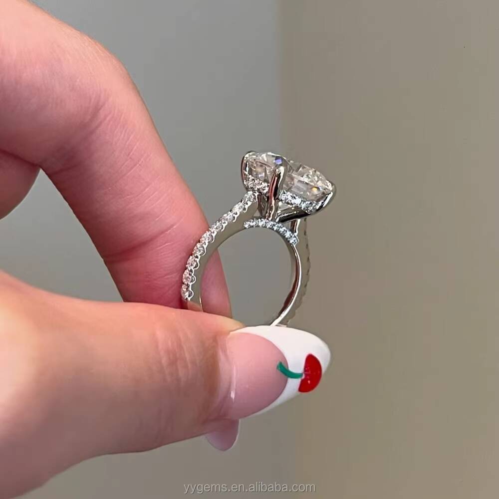 Luxurious 4 CT Round Diamond Ring 14K Solid White Gold 4 Prongs Moissanite Wedding Engagement Rings Jewelry Women