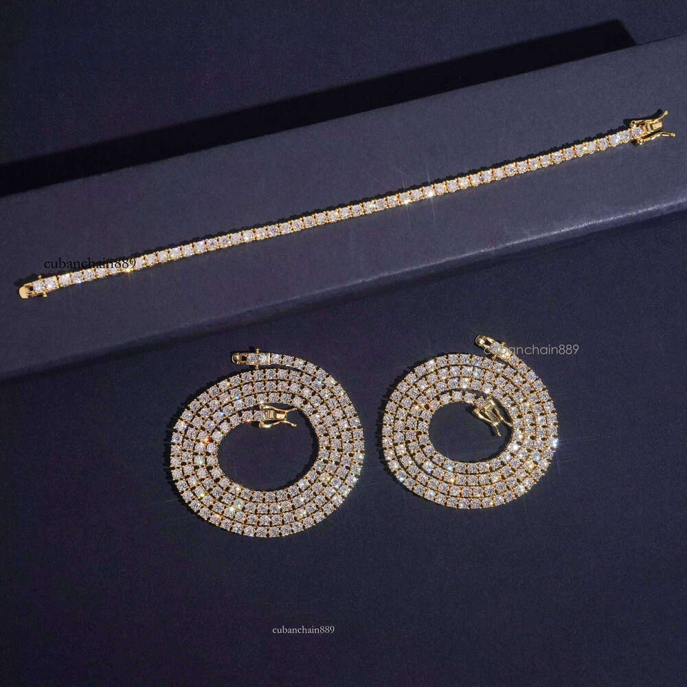 Us warehouse Fast Shipping by Diamond tester GRA certified Hip Hop jewelry Ice VVS Silica tennis chain necklace premium necklace