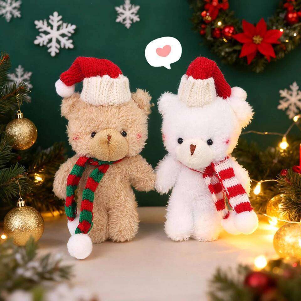 ZAKOL Cute Blush Scarf Plush Doll Keychain for Women Girls Soft Bear KeyRings Bag Christmas Tree Hanging Ornament Gift