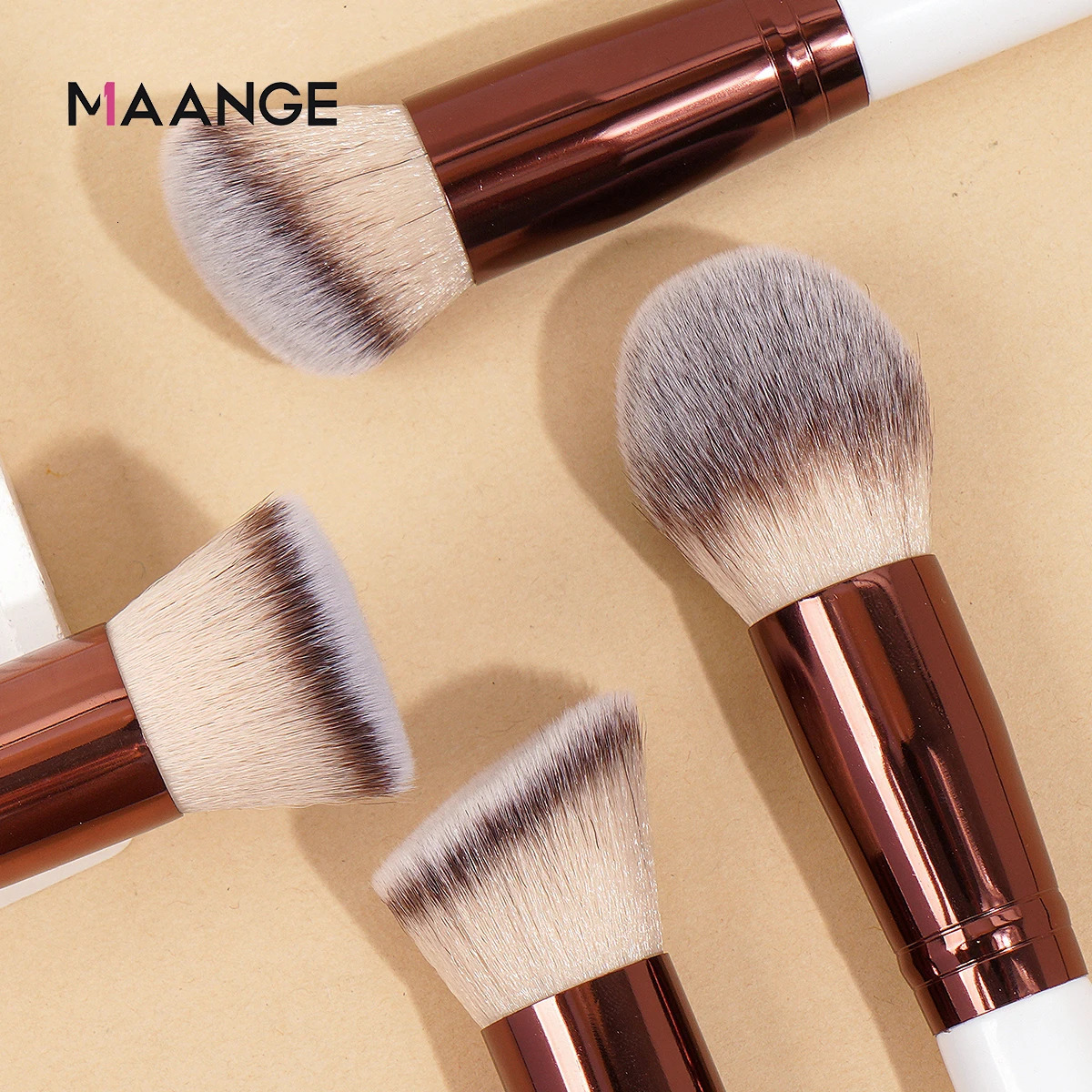 MAANGE 4Pcs Makeup Brushes with Case Foundation Concealer Powder Brush Soft Fluffy Bristles Big Cosmetic Set 251215