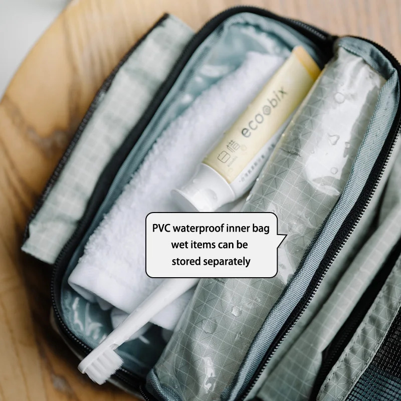 SN03 Travel Hanging Toiletry Bag Water-proof Cosmetic Storage Bag PVC Wet Dry Separated Bag Camping Hiking Wash Bag251222