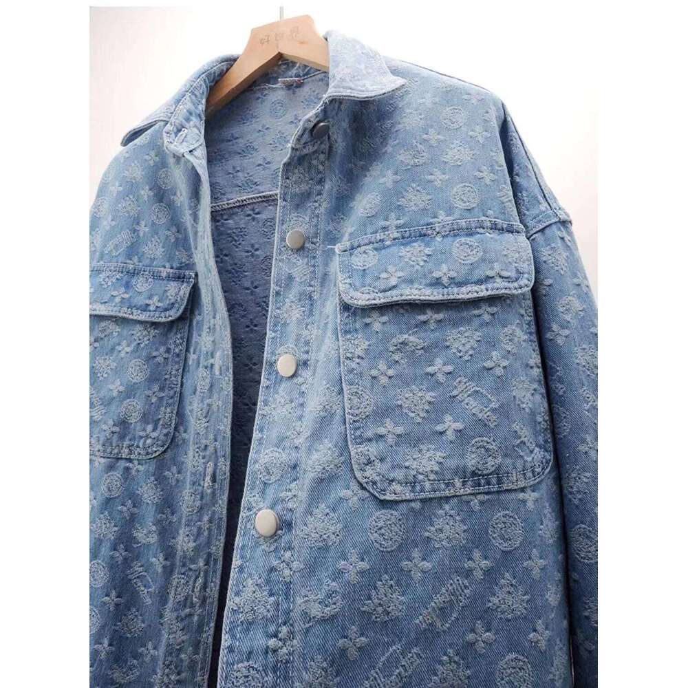 Shirt Women's Autumn Dress New Designer Fashion 2026 Version Of Joker Printed Loose Denim Long Sleeve Jacket