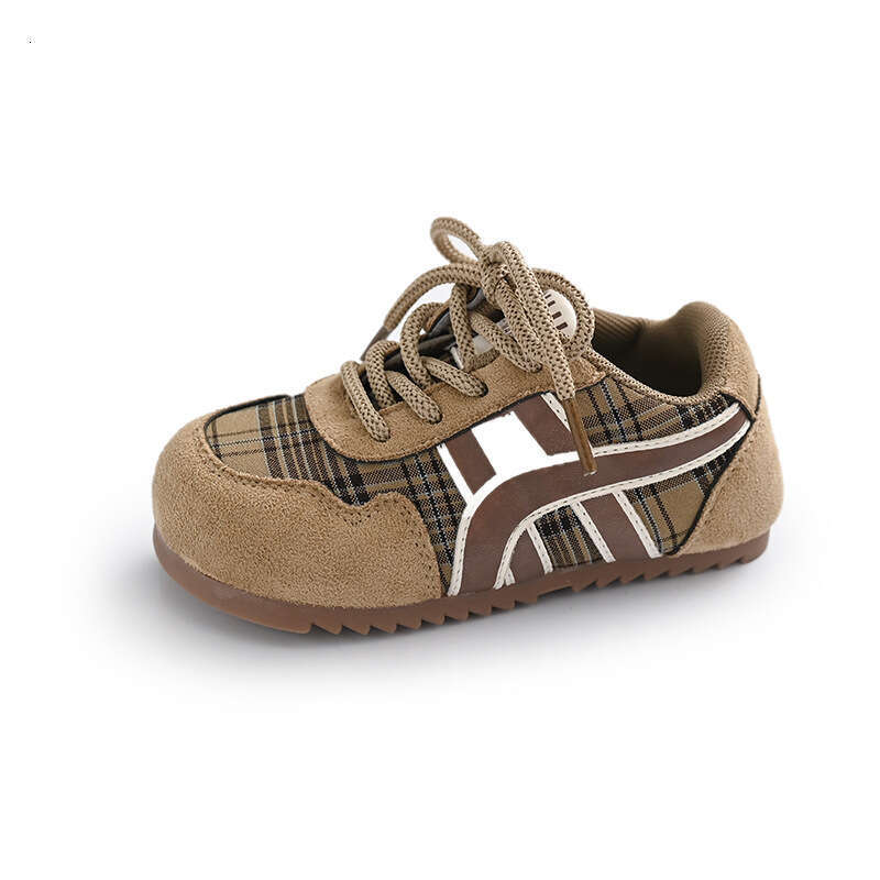 INS Retro German Training 2025 Spring and Autumn New Korean Style Girls' Plaid Forrest Gump Shoes Boys' Soft Sole Sneakers