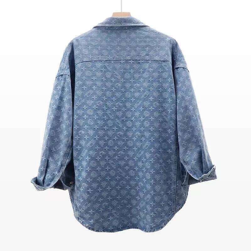 Shirt Women's Autumn Dress New Designer Fashion 2026 Version Of Joker Printed Loose Denim Long Sleeve Jacket