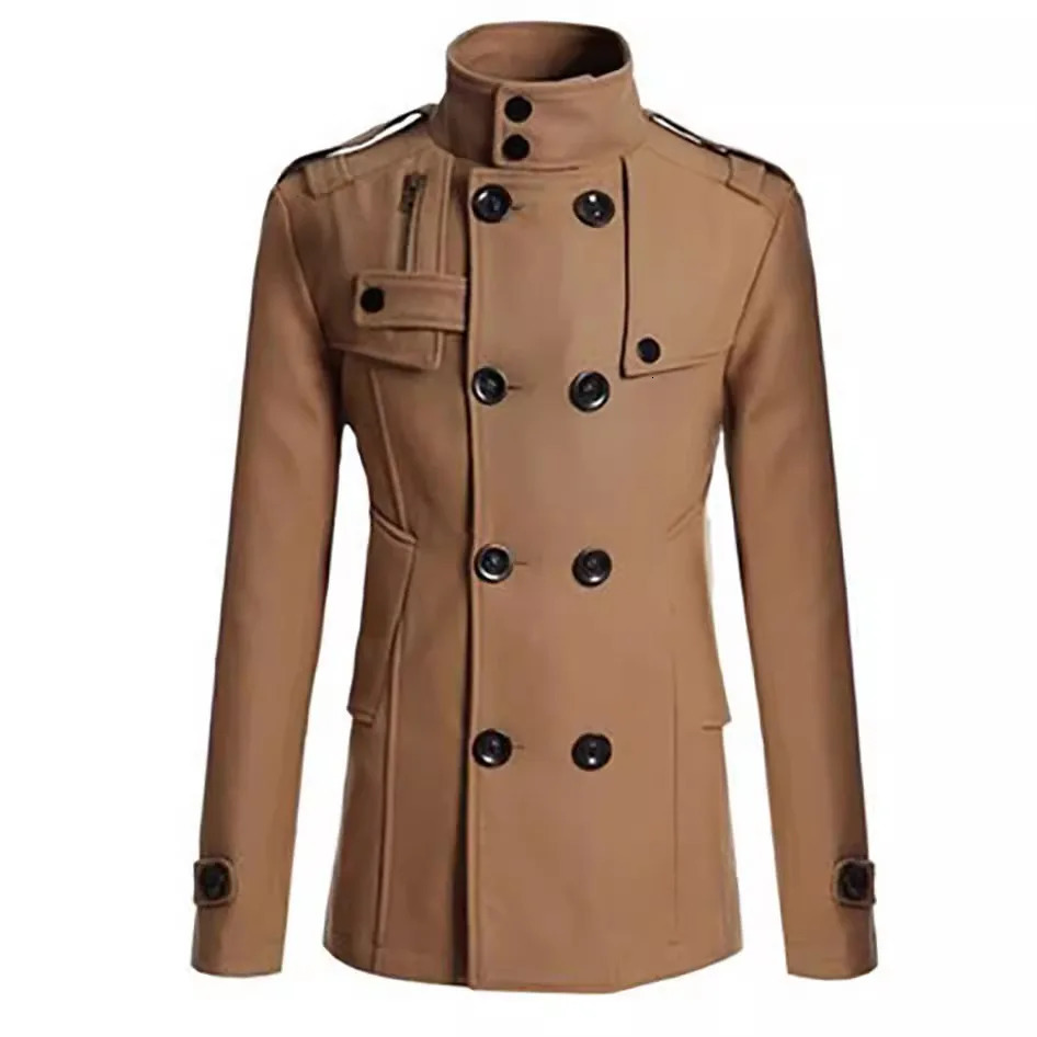 Mens Wool Blend Overcoat MidLength Trench Coat Man Autumn And Winter Mans Slim Fit 251226