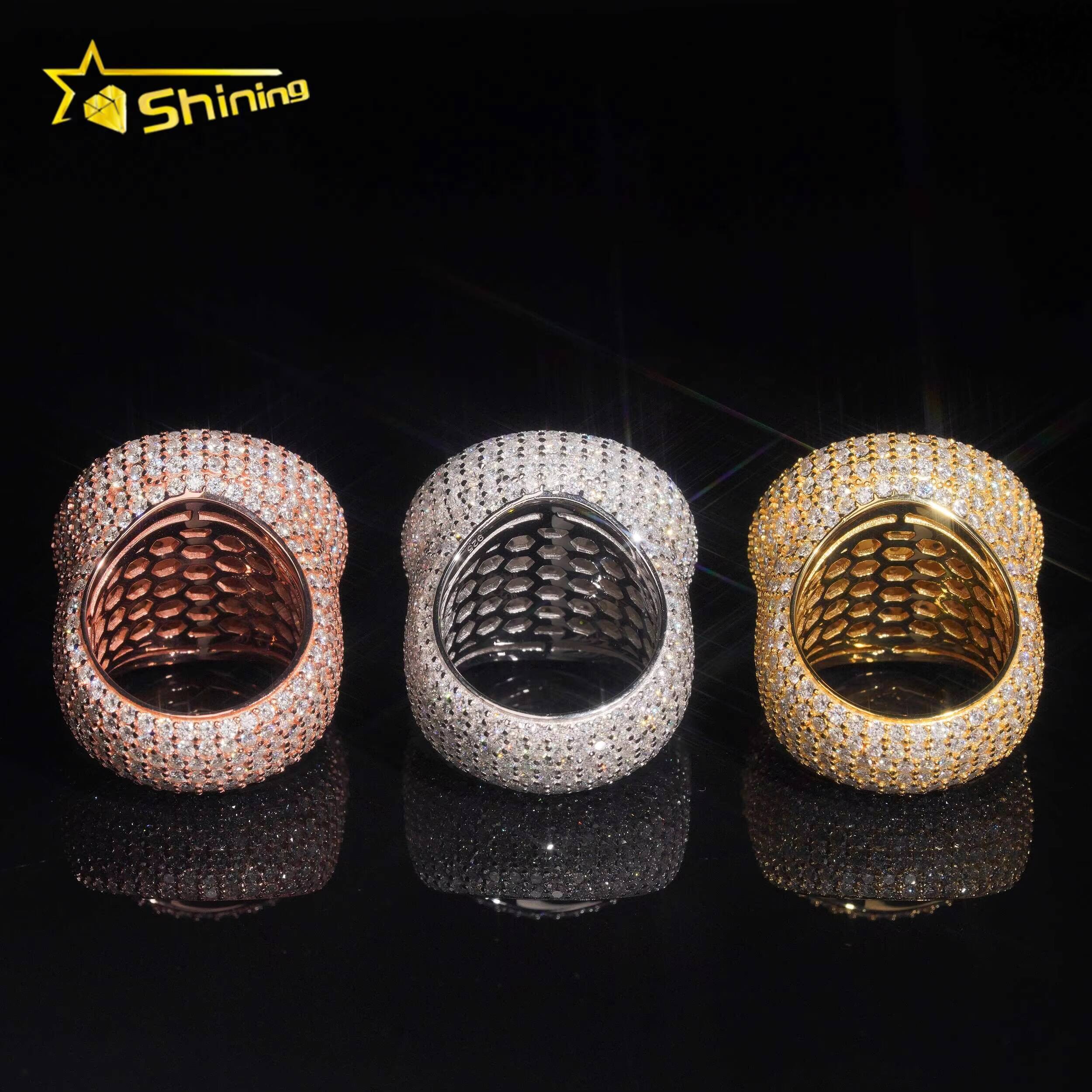 Pass Diamond Tester High Quality 925 Silver Fine Jewelry Fully Iced Out Hip Hop Ring Big Pinky Moissanite Mens Ring