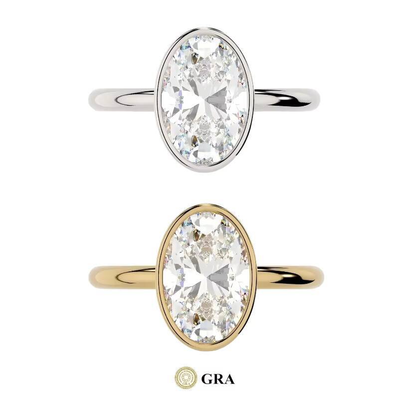 Bezel 5ct Oval Moissanite Solitaire Rings 1ct 2ct S925 Sterling Silver Gold Plated Minimal Bezel Signet Moissanite Ring Men