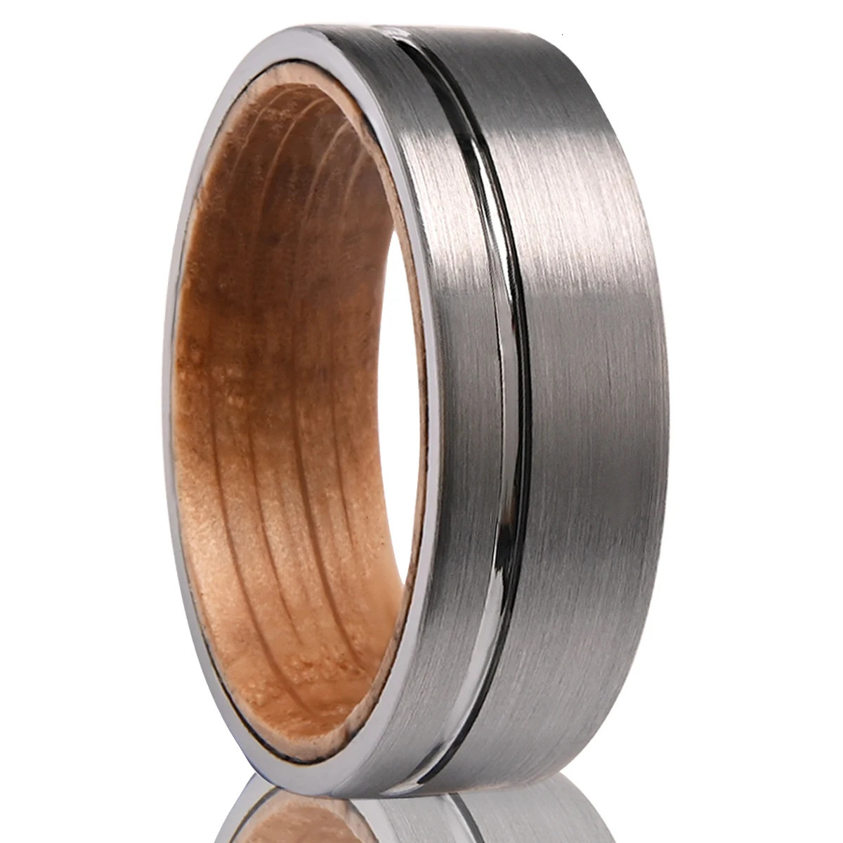 8mm Brushed Finishing Tungsten Ring Wine Barrel Wood Inner Ring Mens Wedding band Ring Engagement Party Fashion Jewelry Gift 251224